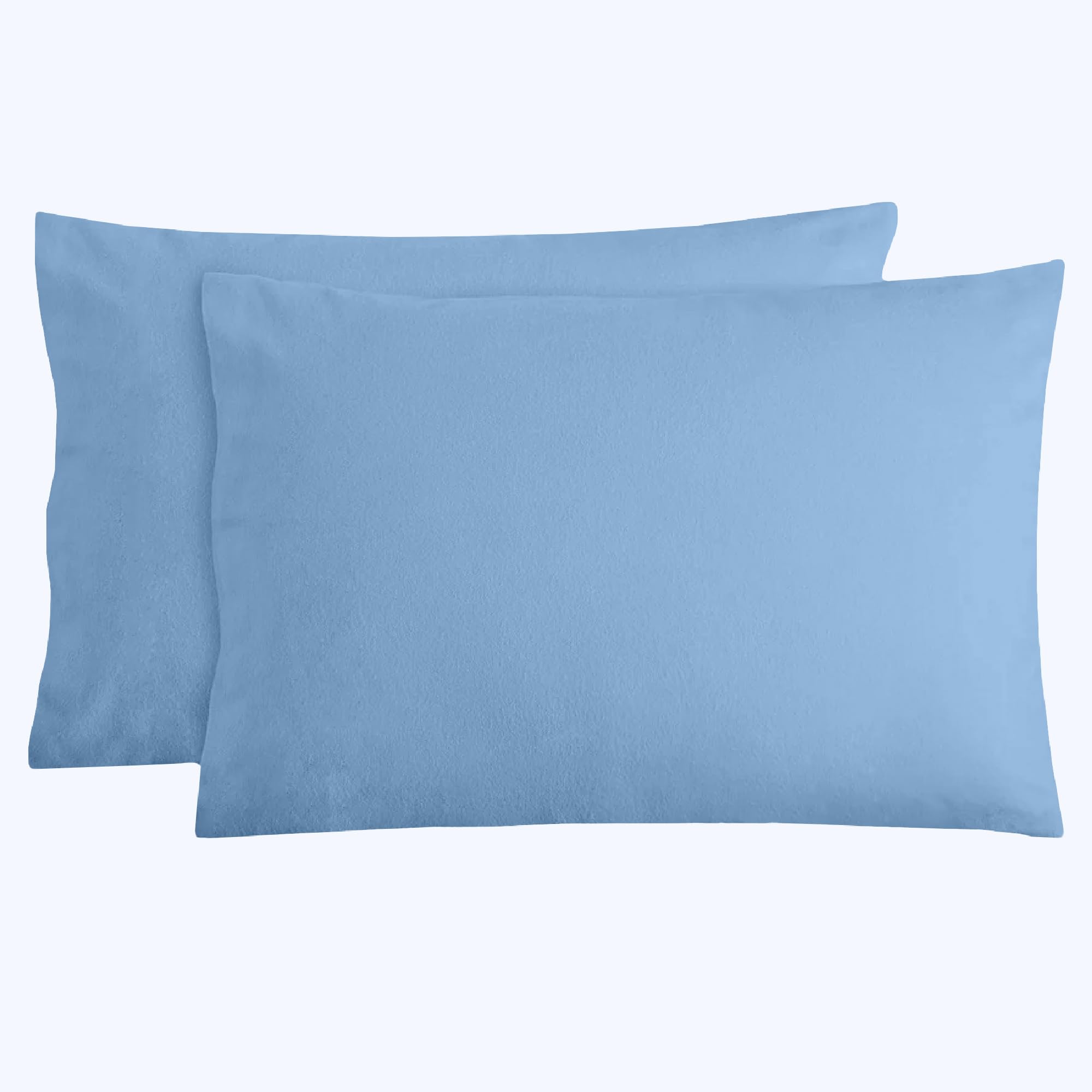 RAYBedding 100% Luxury Brushed Cotton Flannelette Duvet Cover Set Hidden Button Closure Duvet Cover and Pillowcases Set – Cozy & Breathable Quilt Cover Set (Sky-Blue, Pillow Case)