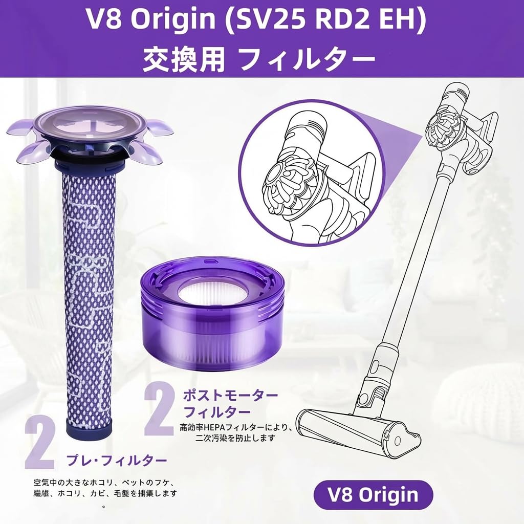 Amazon.co.jp: ダイソン V8 Origin (SV25 RD2 EH) コードレス掃除機用