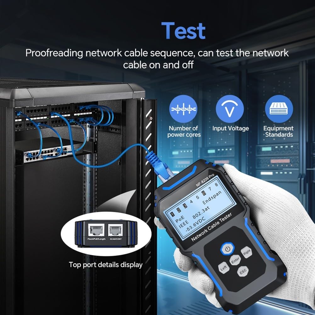 Détecteur de câbles réseau NF-8209Pro, pour testeur de câble Poe, traceur de câble Ethernet pour test d'installation réseau et détection de tension Poe