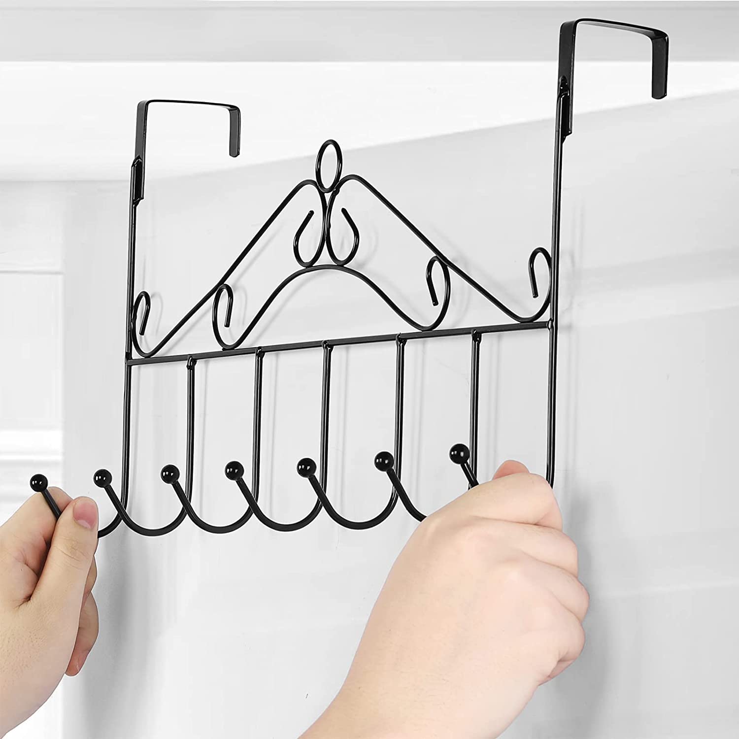 GRISHVA® Over-The-door hanger with 7 Hooks for Home and Office, No Drilling Required, Black (B0B3TTDSJJ) Amazon Price History, Amazon Price Tracker