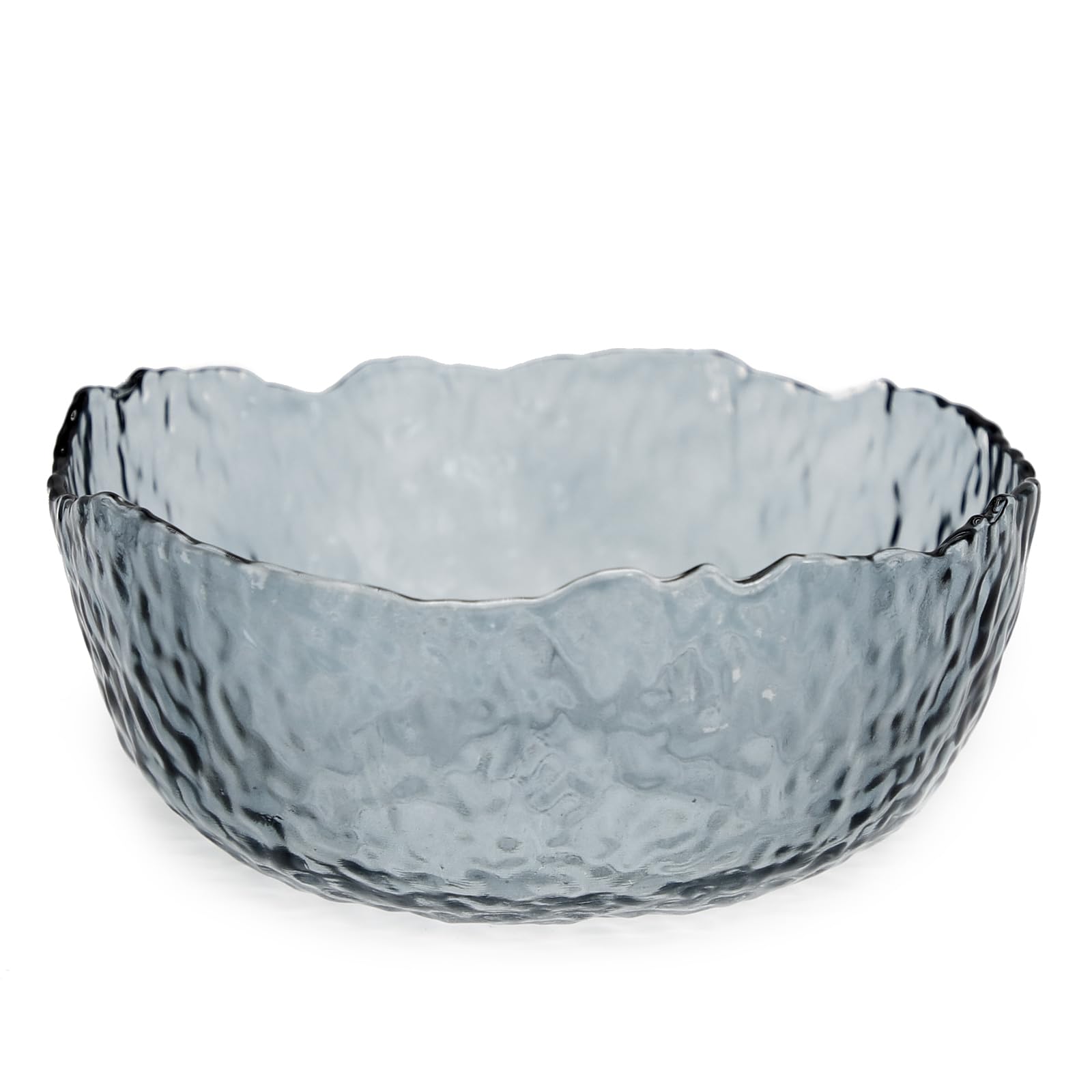 TOSSOW Glass Salad Bowl Irregular Shape Serving Bowls, 25 oz Mixing Bowls for Kitchen Prep, Fruit, Snack, Dessert, and Candy Dishes or Nut Bowls (Grey)