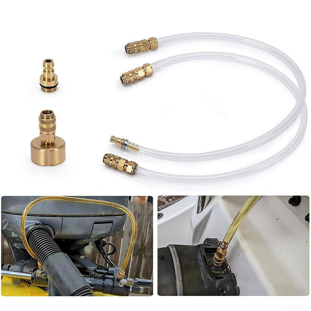 Kit de purga de dirección hidráulica para barcos, accesorios de latón, juego de relleno de conexión rápida compatible con la mayoría de fueraborda, interior/fueraborda e interior Ma