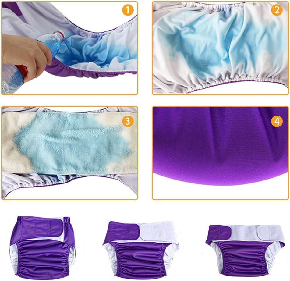 2-Pack Reusable Adult Incontinence Diapers with Absorbent Pads – Washable Leak-Proof Underwear with Adjustable Velcro Fit, Waterproof TPU Layer, Ideal for Elderly, Postpartum & Bedridden Care