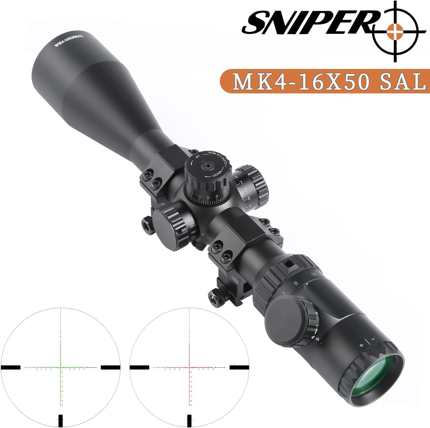 FSI Rifle Scope 4-16X50 Hunting Rifle Scope Red, Green Illuminated Reticle 30mm Tube Second Focal Plane MK 4-16X50 SAL