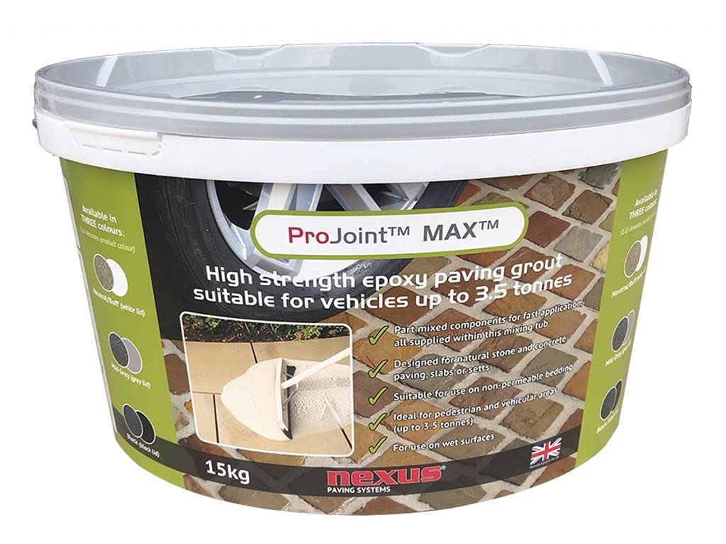 Nexus ProJoint MAX Epoxy Paving Grout | High Strength Epoxy Paving, Designed for Natural Stone and Concrete Paving Slabs - 15kg - Mid Grey
