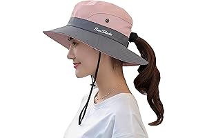 Women's Ponytail Sun Hat UV Protection Outdoor Foldable Mesh Hat