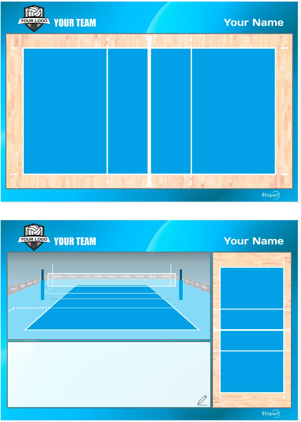 Lavagna Tattica per Pallavolo. Personalizzata con Nome, Logo o Club. Doppia Faccia, Pennarelli Cancellabili a Secco. 30,5 x 20,5 cm