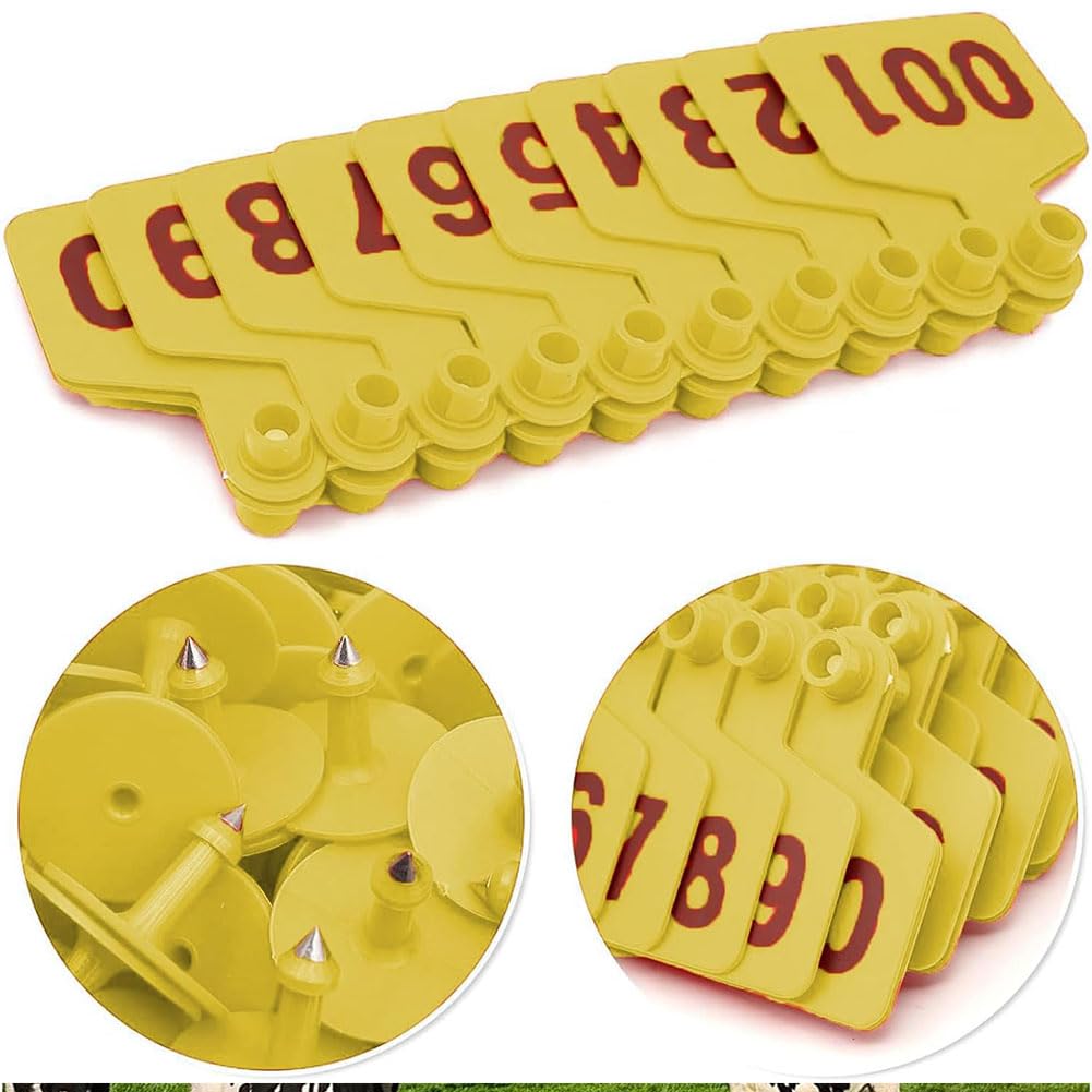 marchi auricolari, 100pcs Marcatore Bestiame 5x4cm Verde 101-200 Giallo 301-400