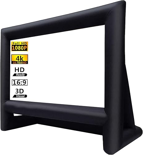 Pantalla inflable de proyector de películas de 16 pulgadas, para el exterior, el paquete viene con las cuerdas, inflador y estacas para carpa. Es