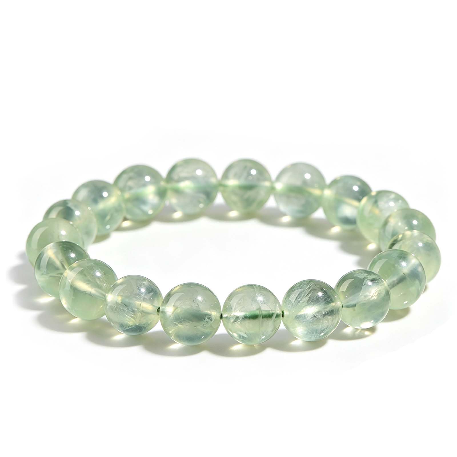 Braccialetti Elasticizzati con Perline Prehnite di Grado 7A