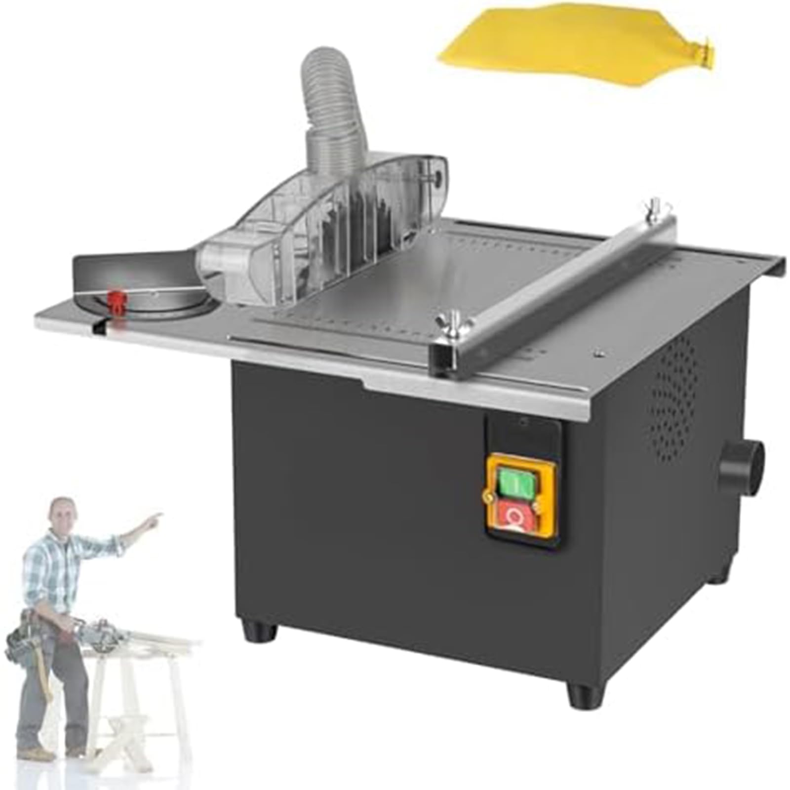 Mini sierra de mesa para madera, metal y plástico, alta profundidad de corte y cortes en ángulo para manualidades y proyectos de bricolaje