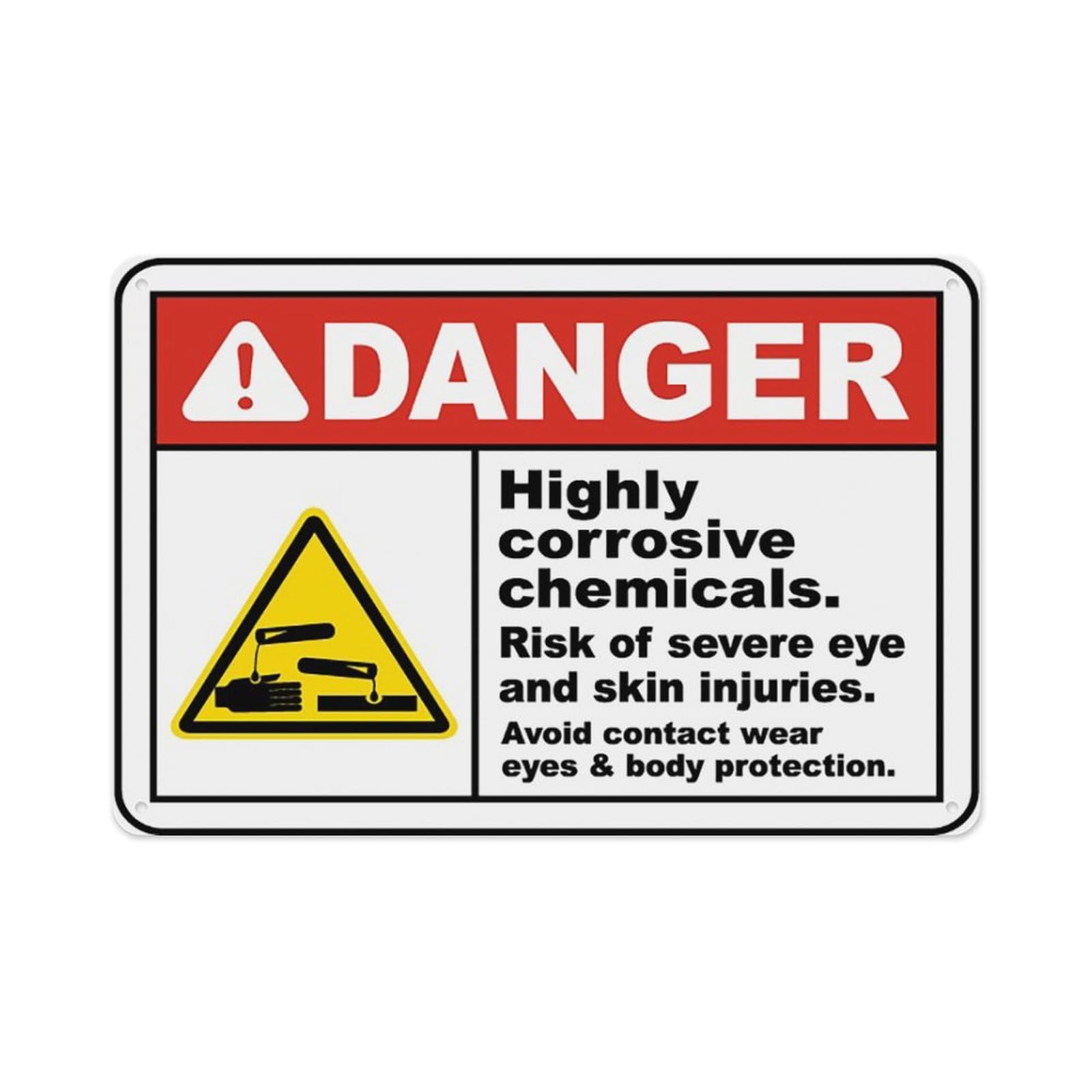 peiyeety Highly Corrosive Chemicals Sign Aluminum Tin Warning Signs For Home Outdoor Garden 8X12 Inches