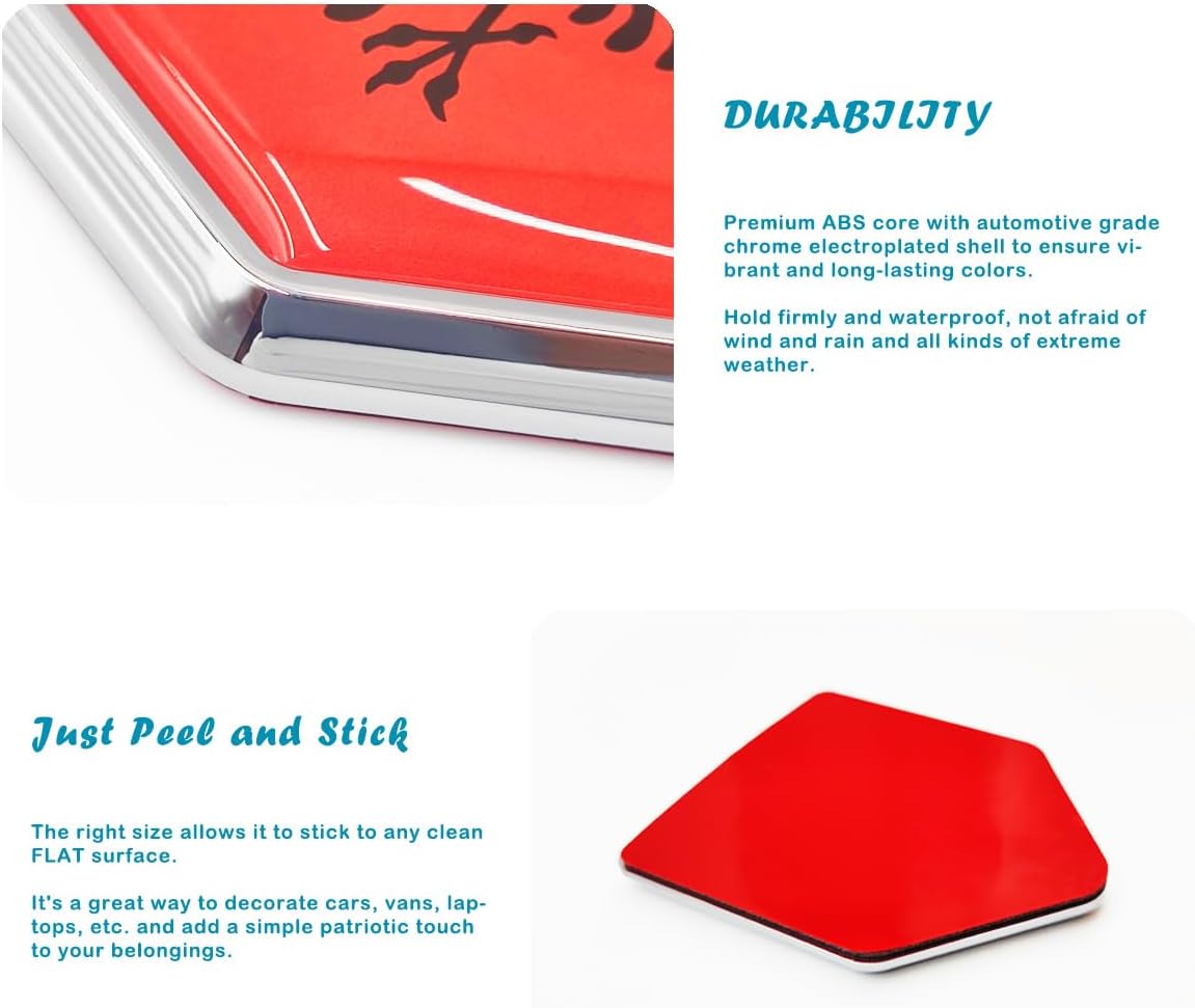 Overdecor Albania Flag Decal Stickers Car Emblem Albanian Car Accessories Decorations Chrome Shield Flag Sticker Decals for Cars Truck Vehicles, 2 Pack - Image 3