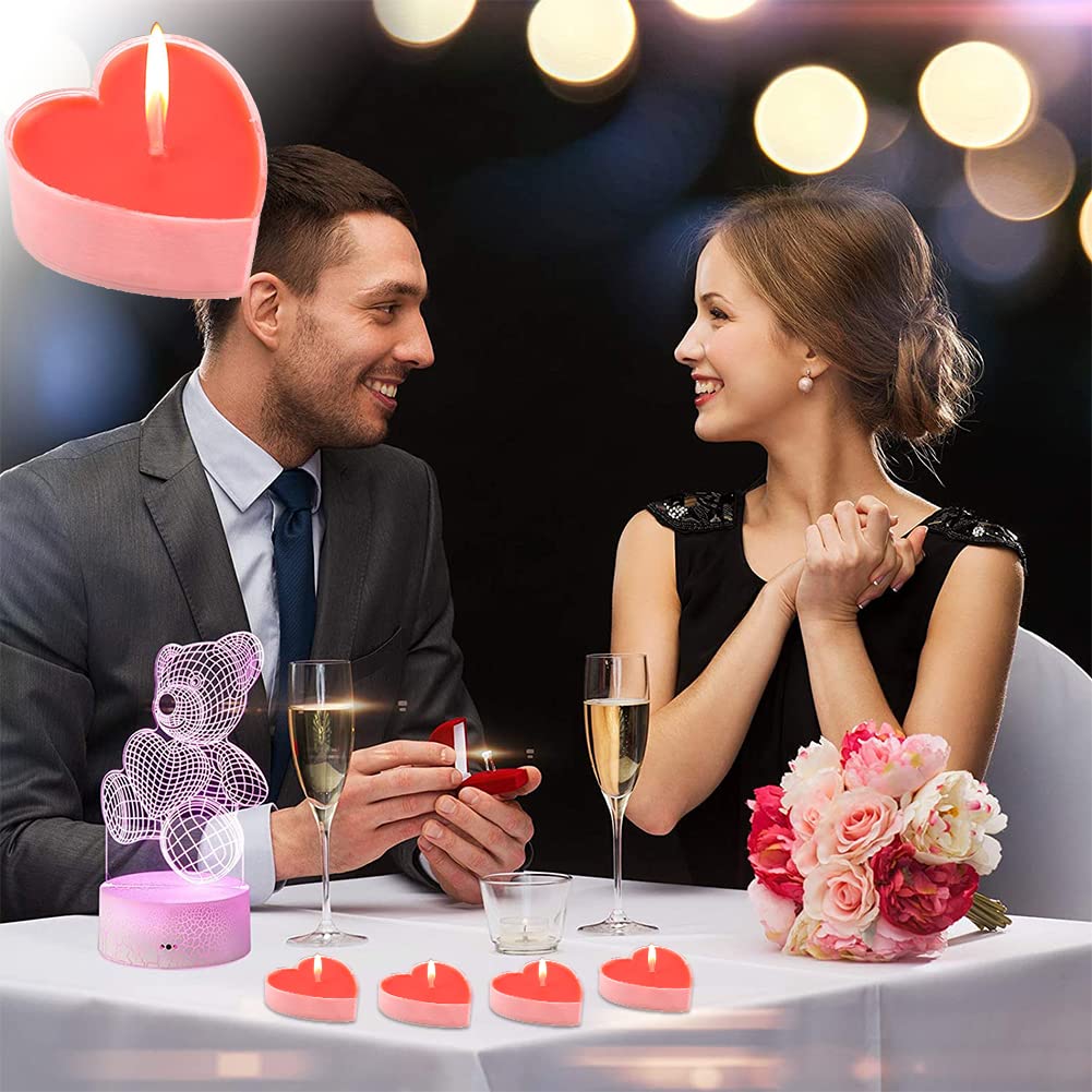 Romántico De Velas, Velas San Valentin, 9 Pcs Vela Romántica En Forma De Corazón, Velas Románticas En Forma De Corazón, Sin Humo Romántica Día De San Valentín, Velas En Forma De Corazón Rojo Romántica
