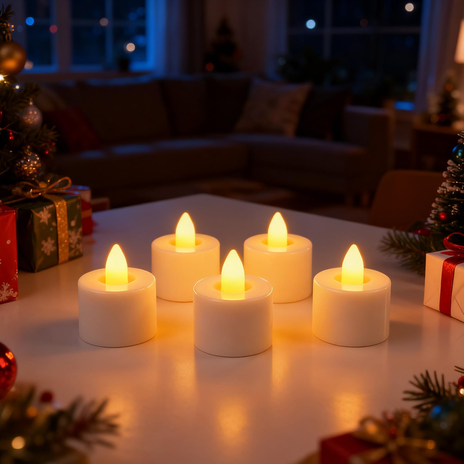 12 Pezzi Candele LED Ricaricabili, Ricaricabili Tea Light con Stazione di Ricarica & Telecomando, Luci Tè con Timer e Fiamma Tremula Realistica, Decorazioni Sicure per Casa, Natale, Matrimonio e Feste