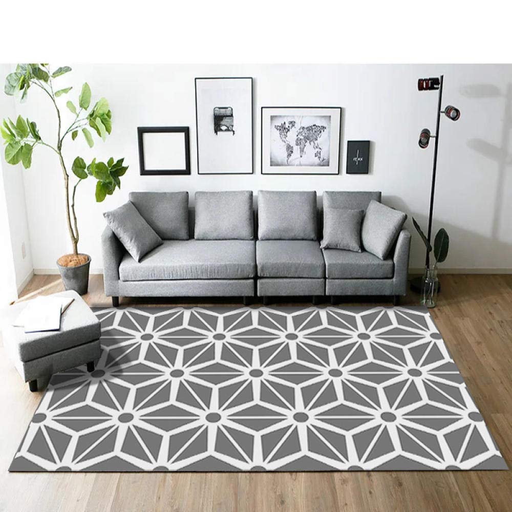 Tapis maison élégant motif géométrique 3D gris blanc haut de gamme 180x280cm