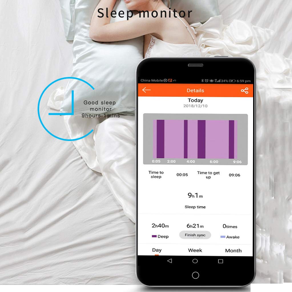 Activity Tracker Fitness Tracker Reloj Inteligente con Podómetro, Monitor De Frecuencia Cardíaca Monitor De Sueño Pulsera Impermeable, para Niños Hombres Mujeres Adroid iOS