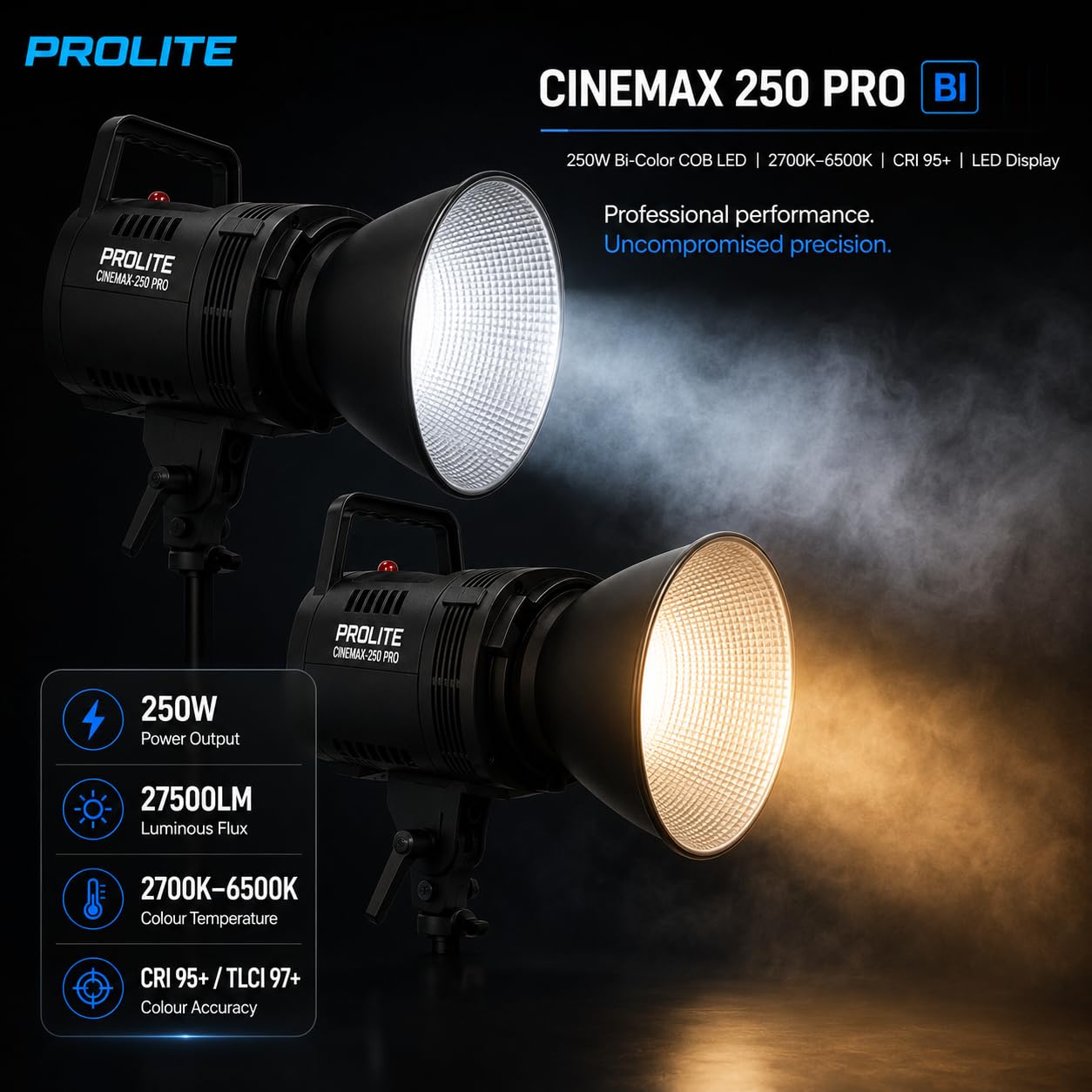 Prolite Cinemax 250 Pro LED Studio Light - Powerful Video Lighting -2 Prolite Cinemax 250 Pro LED Studio Light - Powerful Video Lighting -2
