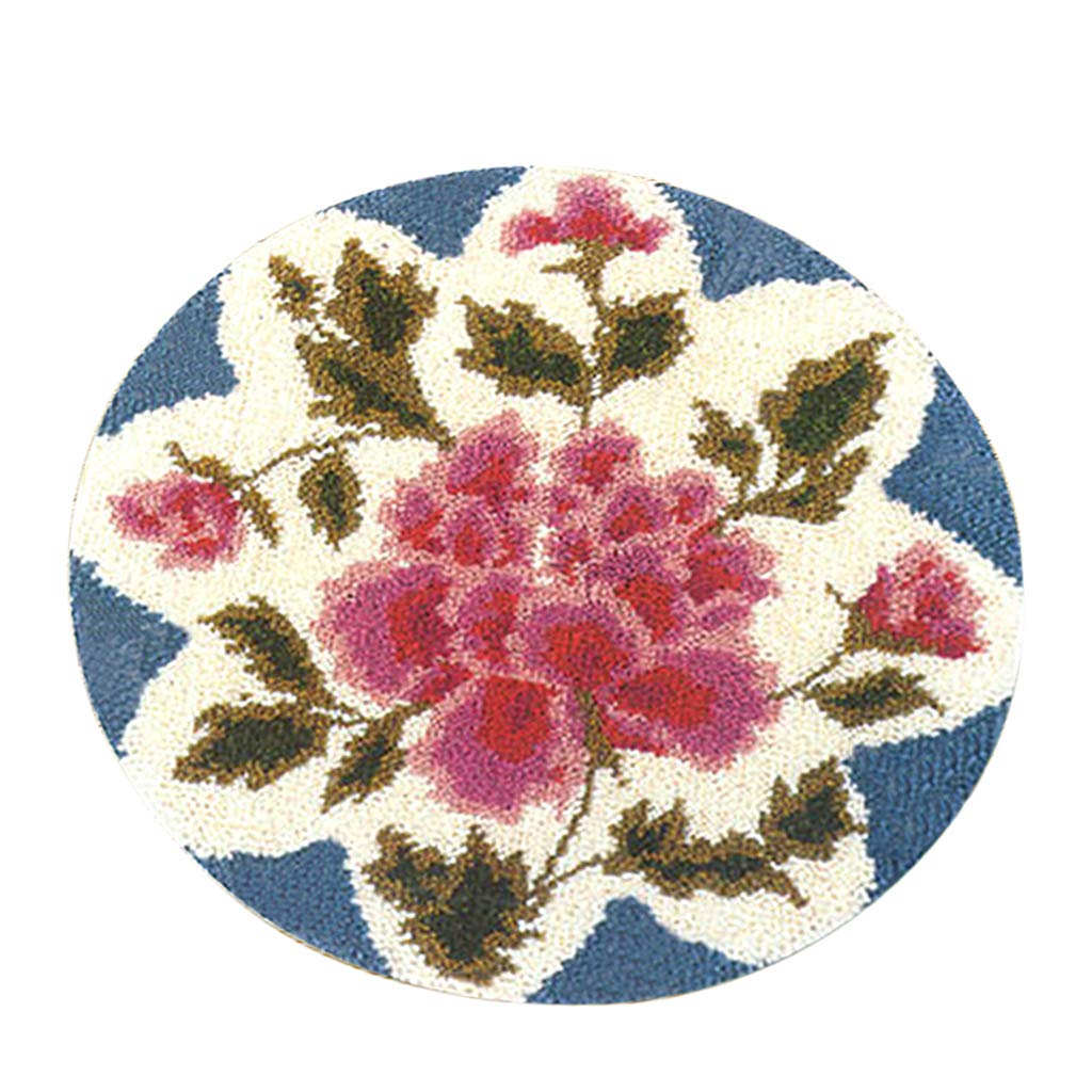 Latch Hook Rug Kit DIY Carpet Craft Decoration Rug Making Kit Rose Flower