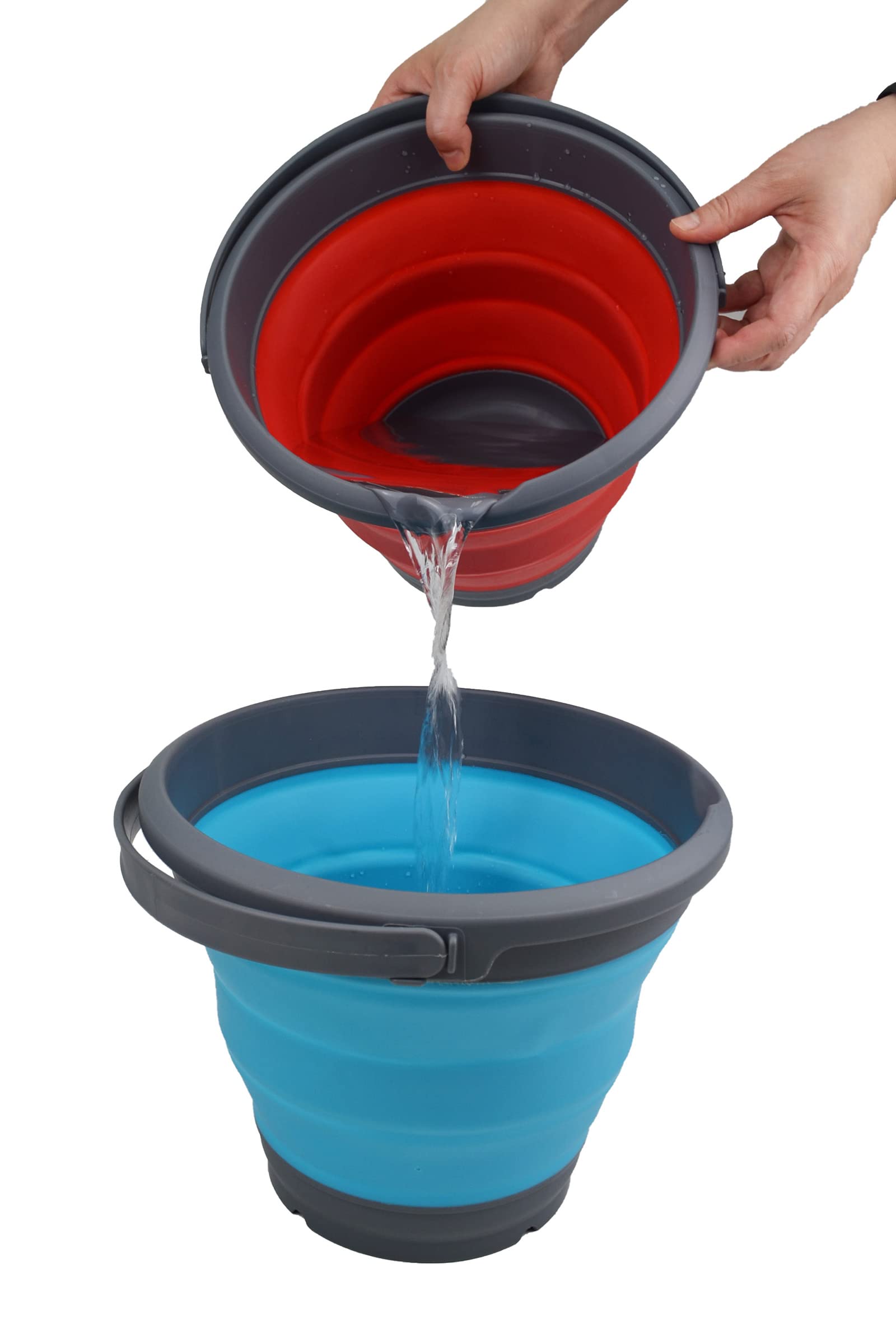 SAMMART Cubo de plástico plegable de 5,5 l para pesca, cubo de agua portátil para ahorrar espacio al aire libre (gris/azul marino, 1)