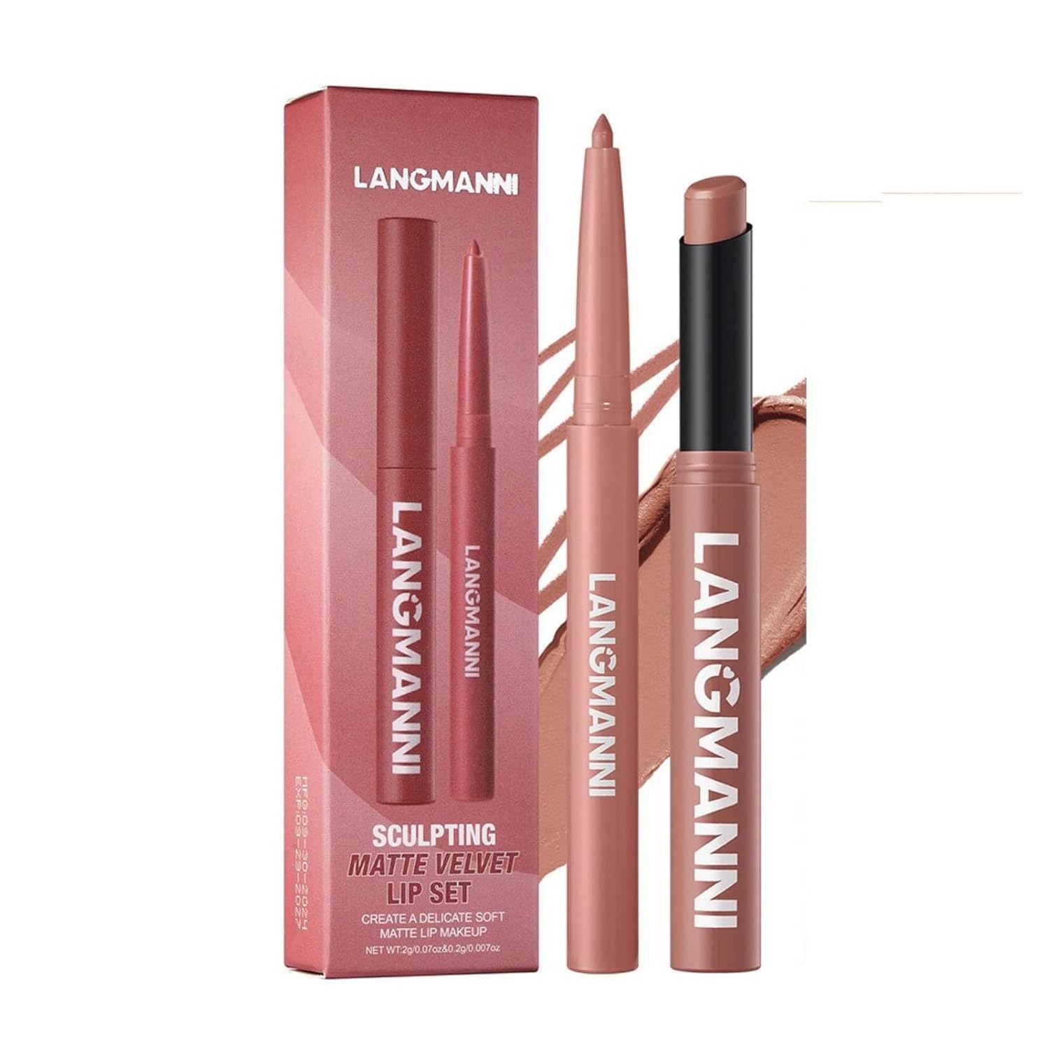 Lip Liner + Lipstick Set (12 Shades Available) -Matte Lipstick for Women, Silk Finish Hydration Lip Kit, Waterproof Smooth Creamy Texture, Bold to Nude Shades for Daily & Party Wear, Makeup Gift(02)