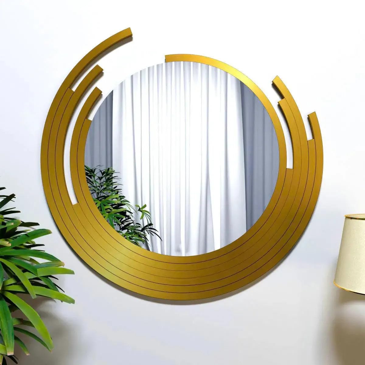Asymmetric Designer Wall Mirror with Elegant Golden Finish Modern Decorative Accent for Stylish Interior-image-48