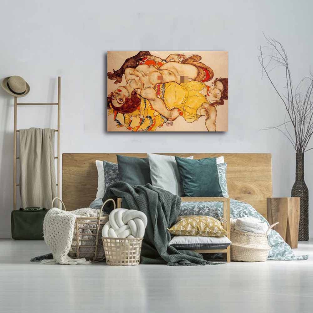 額装品/Two Girls/エゴン シーレ/アート/ポスター/インテリア Amazon.co.jp: エゴン・シーレ-Two Girls キャンバス絵画 インテリア