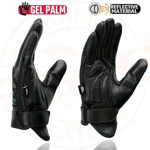 Miniatura 6 de Milwaukee Leather MG7570 - Guantes de cuero negro con palma de gel para hombre, Negro