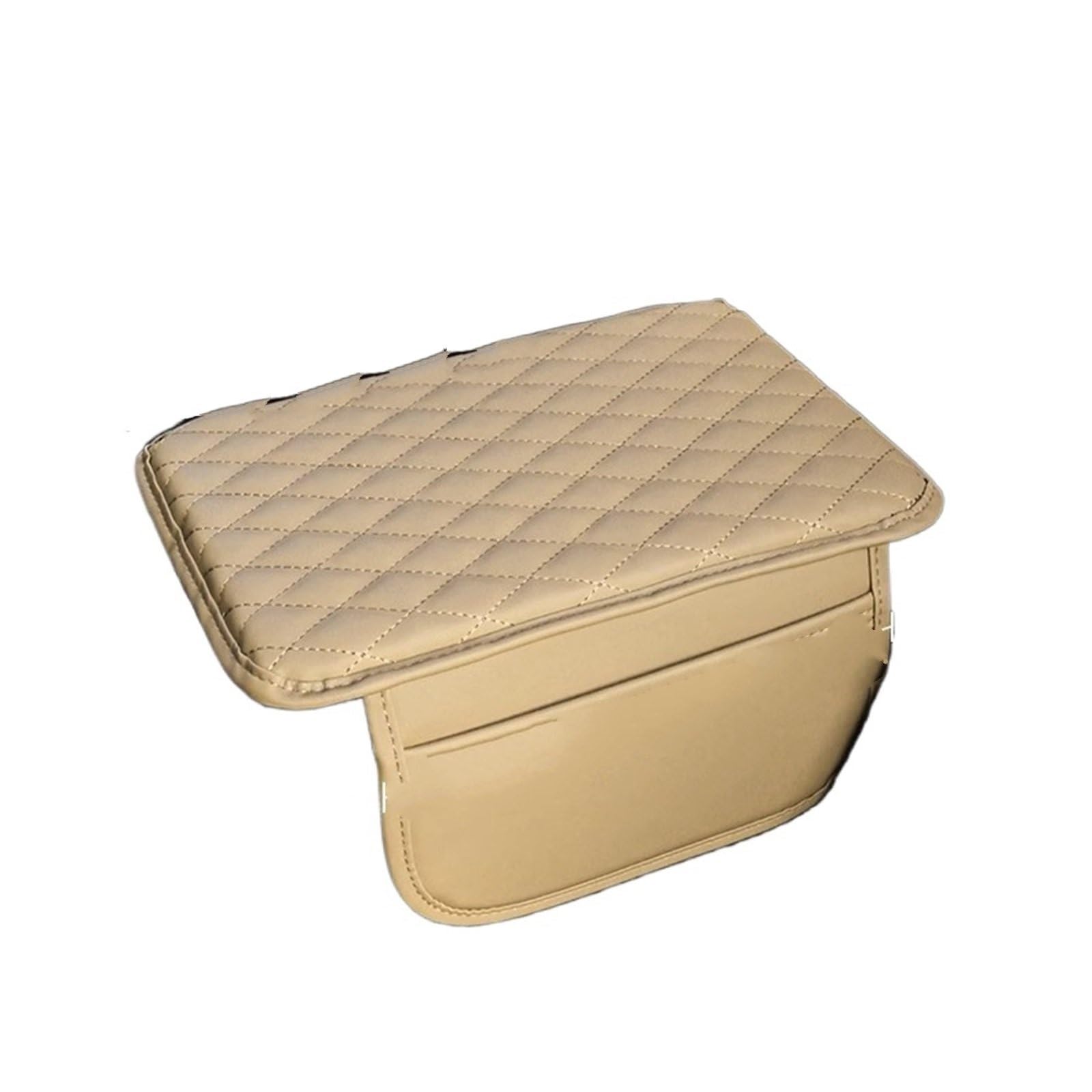AWEUDNHI Car Armrest Box Universal Car Center Console Protector Cover Pad Armrest Cushion With Pocket Arm Rest Mat Elbow Support Storage Box Console Armrest(Beige)