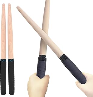 PENGUINFLY マイバチ バチ たいこ 太鼓 ロール ばち 子供用 グリップ 連打 ドラムスティック 撥 初心者 入門 軽い 35cm 天然木 木製 軽量 ゲームセンター (ブラック)