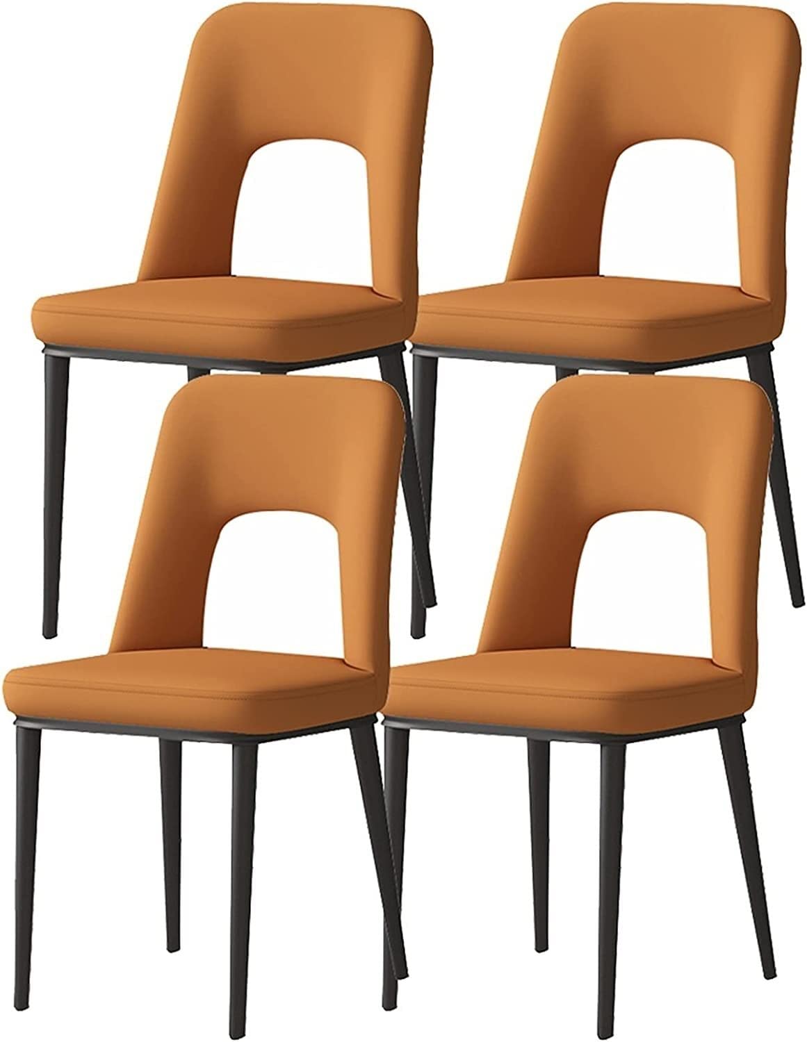 SJIALEN Modern Dining Chairs Set of 4, for Office Lounge Kitchen Bedroom Chairs with Carbon Steel Legs Faux Matte Leather Chairs Kitchen Chair (Color : Orange, Size : 40x48x85cm)