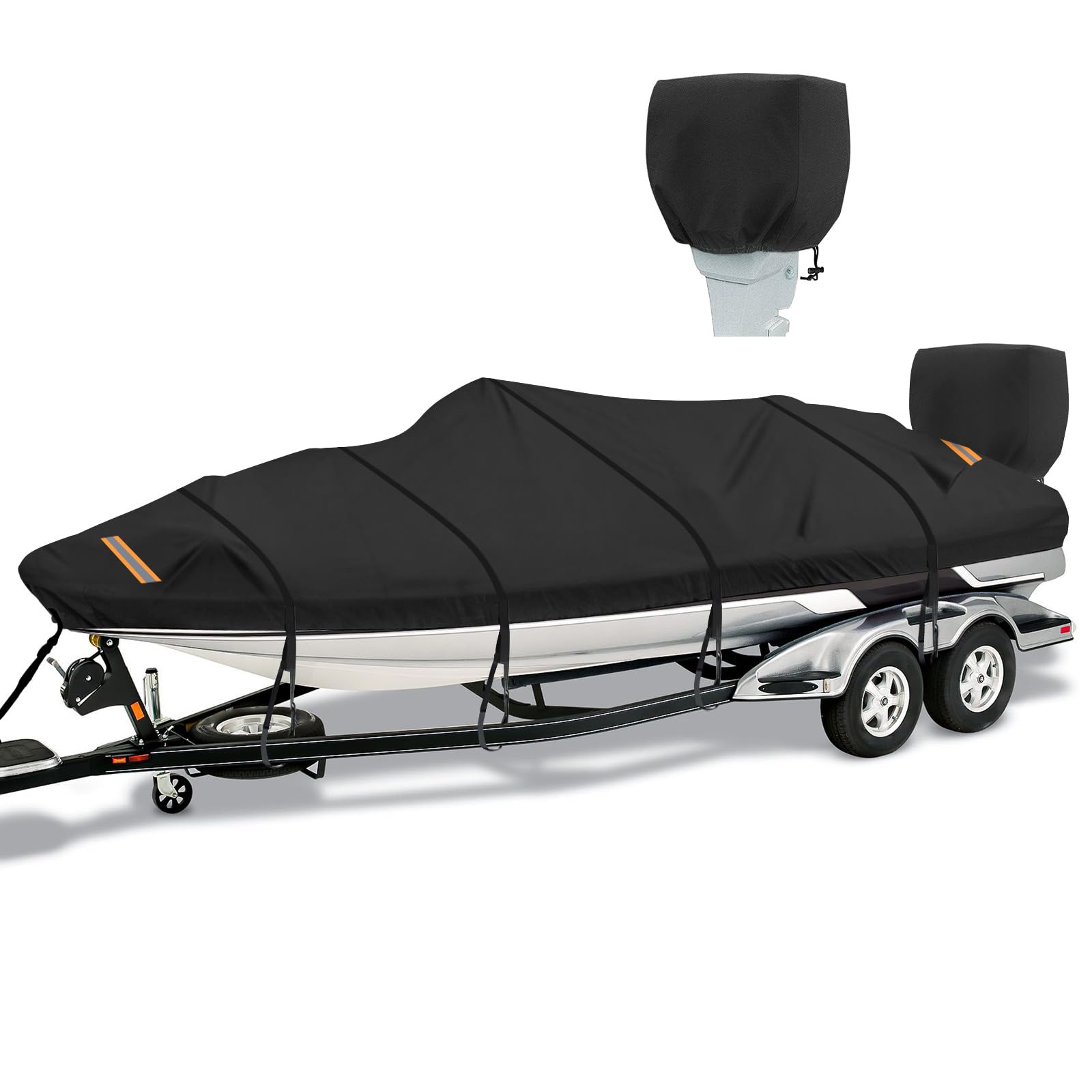 Photo 1 of 1200D Boat Cover 14-16FT with Motor Cover Fits V-Hull Tri-Hull Bass Boat