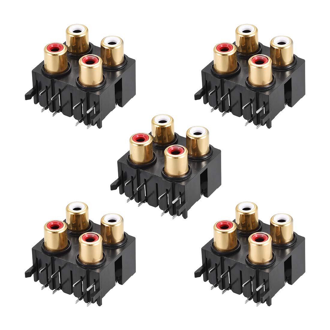 Conector RCA hembra de 8 pines para panel y placa base AV concéntrico uxcell de 4 salidas 3