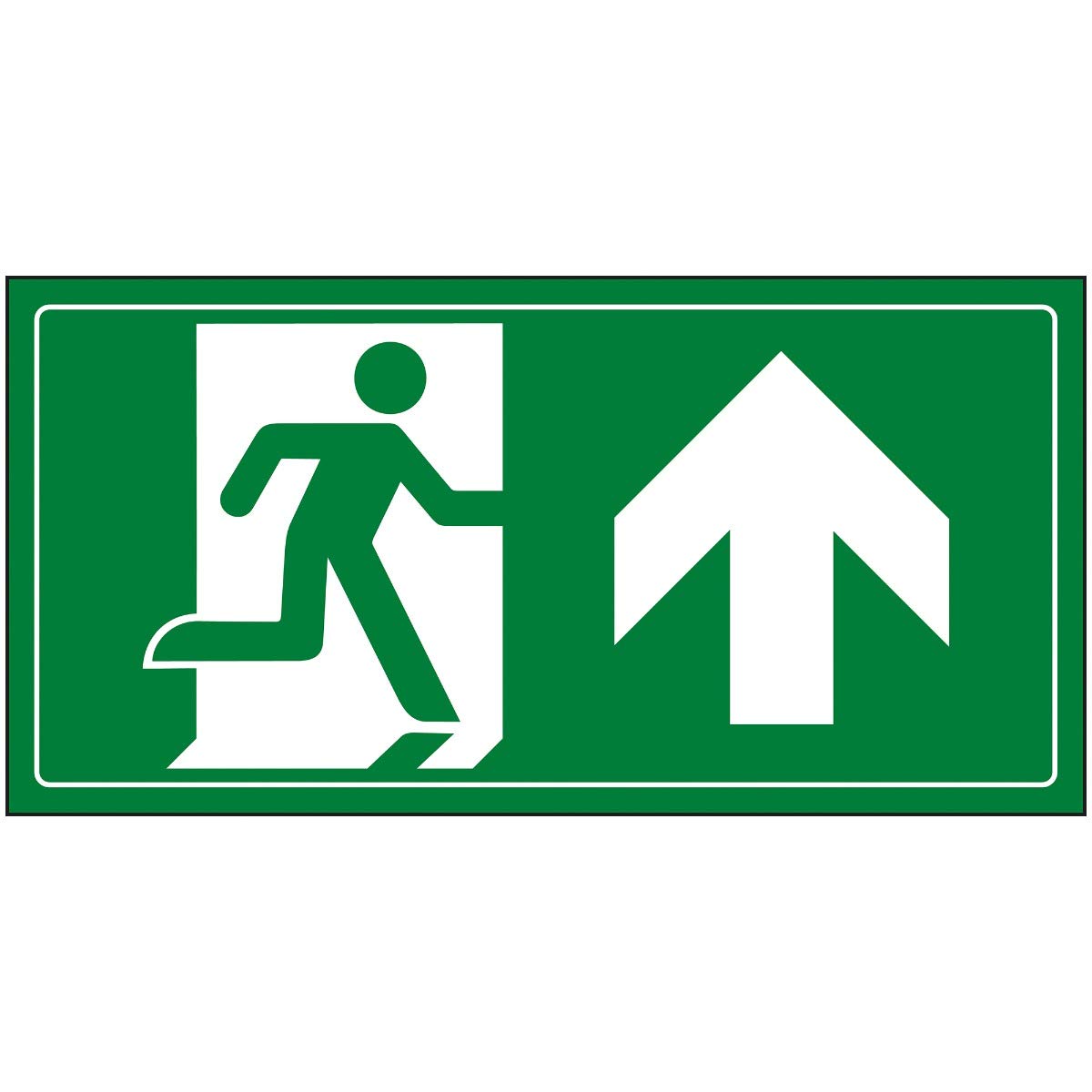 VSafety Fire Exit Man Running Up Sign - 300x150mm - Green 1mm Rigid Plastic