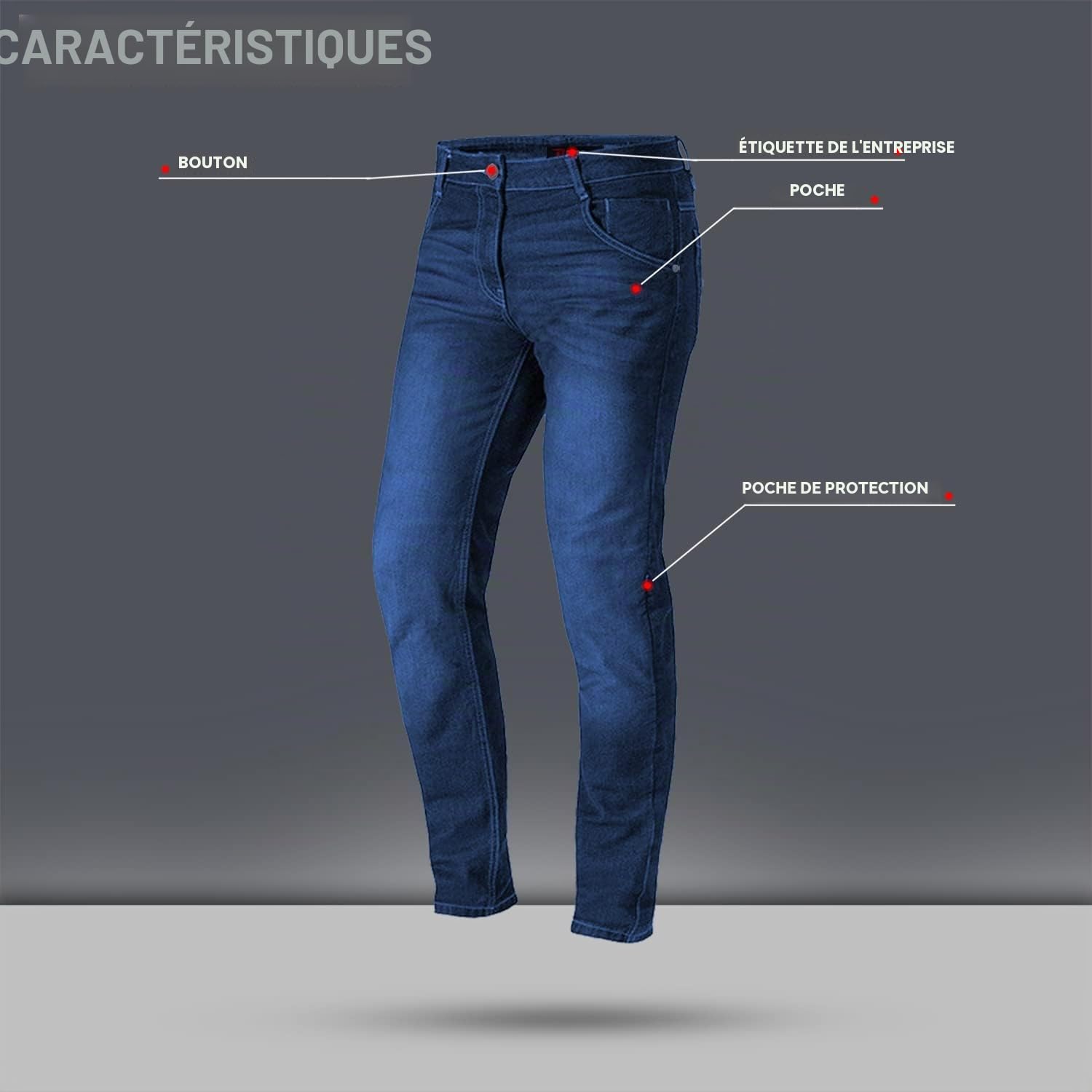 Town | Jean Pantalon de Moto avec Doublure Kevvlar de Maximale Protection | Pantalon Motard Homme avec Protecteurs Amovibles - Denim Homologué Européen