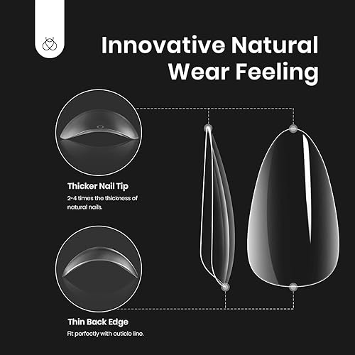 Miniatura 4 de Beetles - Kit de extensión de uñas de gel fácil con 240 puntas cortas en forma de almendras 5 en 1, gel base de pegamento de uñas e innovadora