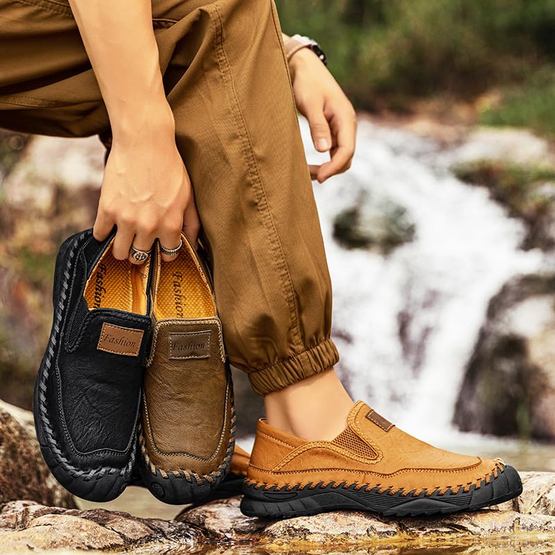 Men's Handmade Leather Orthopedic Outdoor Loafers, Casual Slip on Business Moccasins, Comfort Non-Slip Driving Walking Travel Shoes4