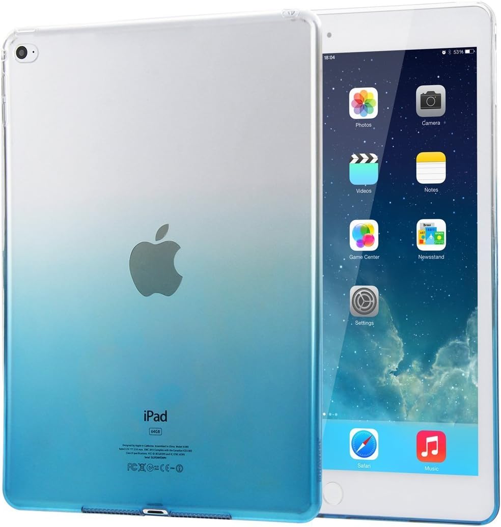 iPad Mini 1/2/3 Soft Jelly Case, TPU Gradient Transparent Back Cover Skin Protective Cover for Apple iPad Mini 1/2/3 7.9 inch(Blue)