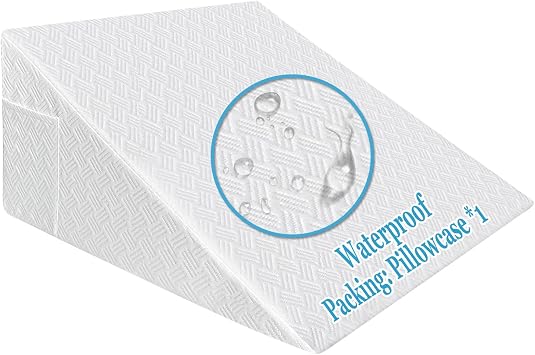 Wedge Pillow Cover 25x24x12 Triangle Pillow Case Bed Wedge Pillow Case Waterproof Pillowcase with Zipper & Pocket Machine Washable Incline Pillow Case Cover-Replacement Protector OnlyWaterproof