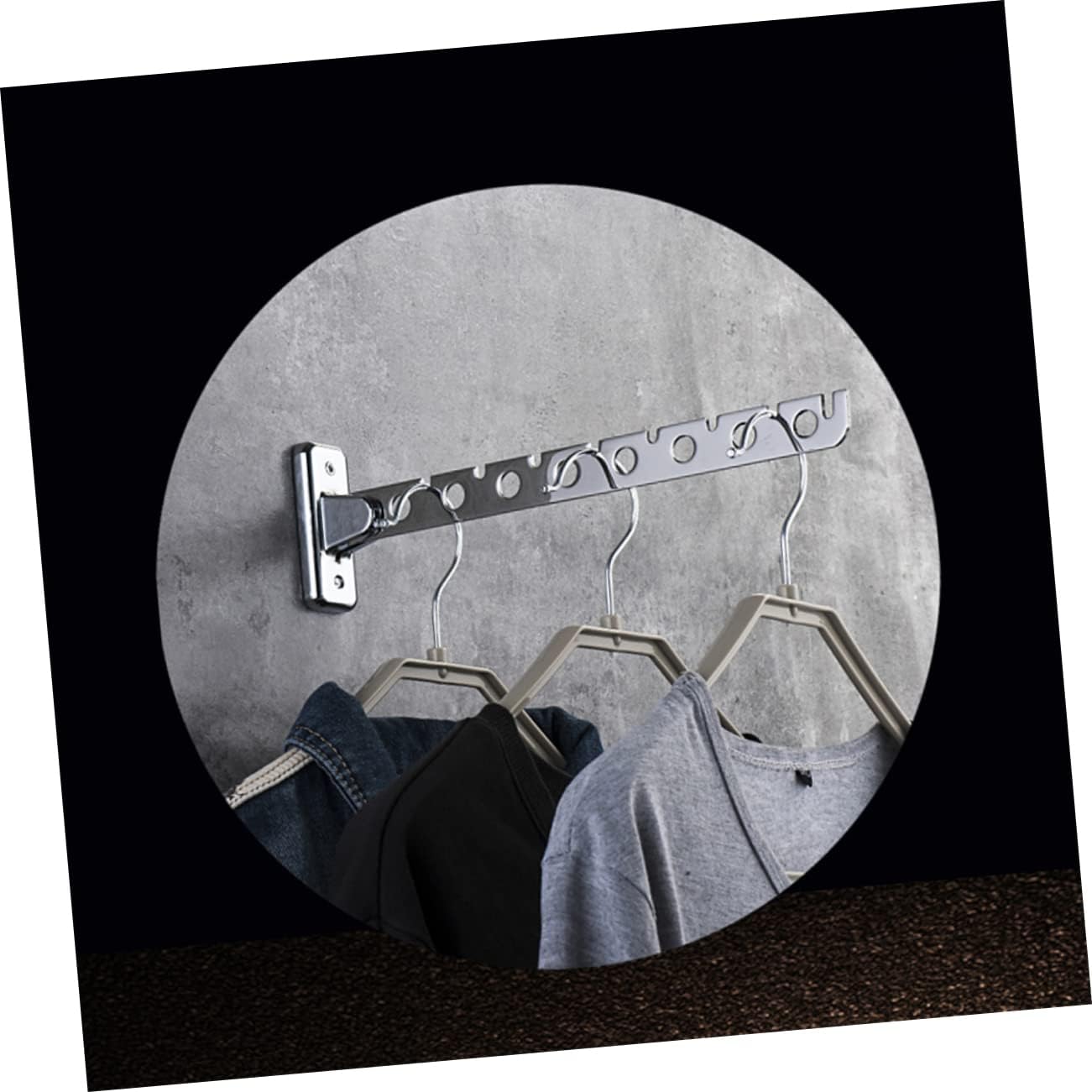 ABOOFAN Multi Function Stainless Steel Wall Mounted Clothes Hanger Slip Folding Storage Rack Movable Coat Hook for Laundry and Home Use and Convenient Drying