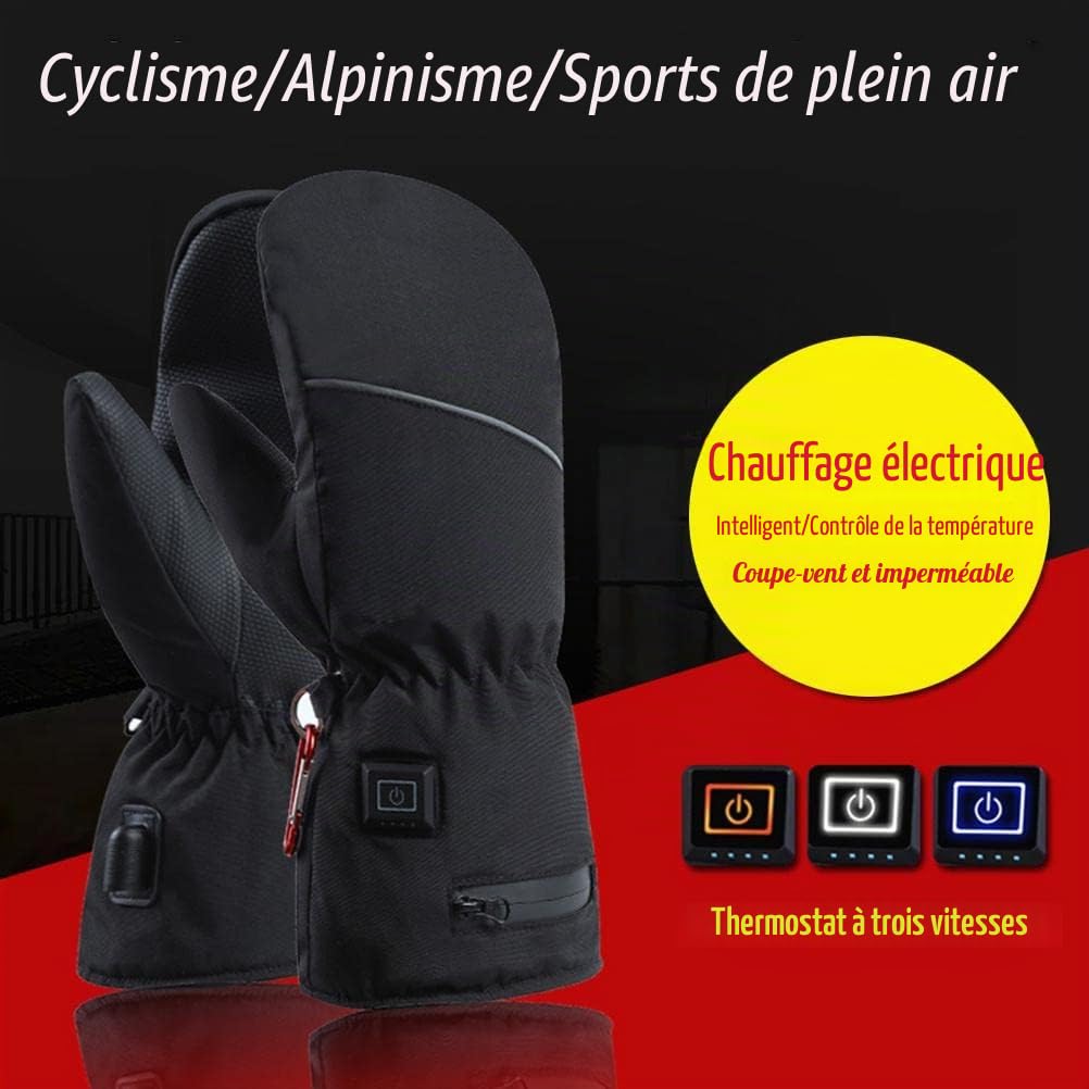 Gants chauffants pour femme avec écran tactile, gants thermiques rechargeables antidérapants avec doublure en polaire, gants thermiques d'hiver pour cyclisme et ski Akemaio Gants chauffants
