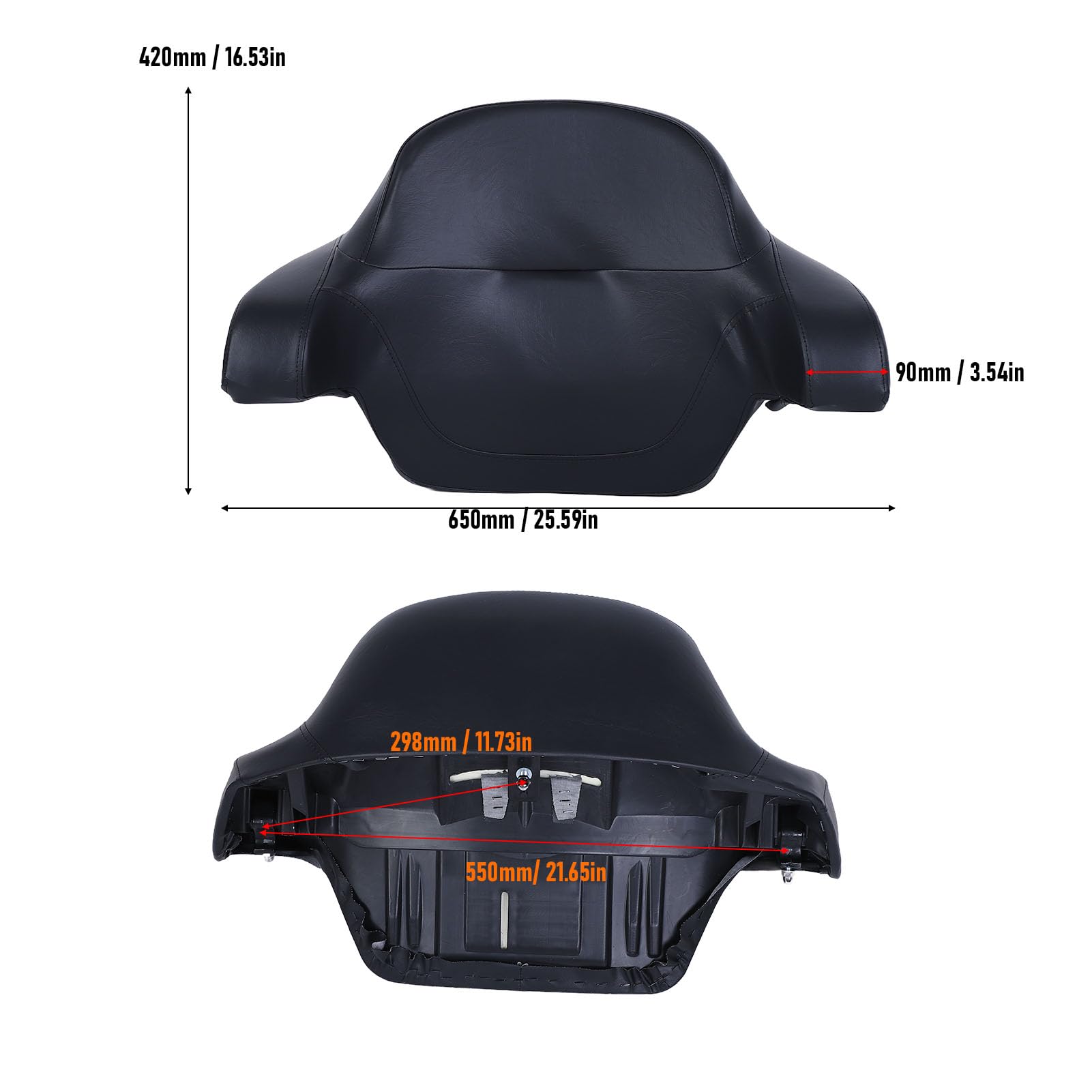 Yctze Schienale Avvolgente per Moto, Cuscino Schienale per Bauletto in Pelle PU con Supporto Curvo Laterale, Impermeabile Facile da Pulire, for Moto da Turismo Dal 2014 in Poi con