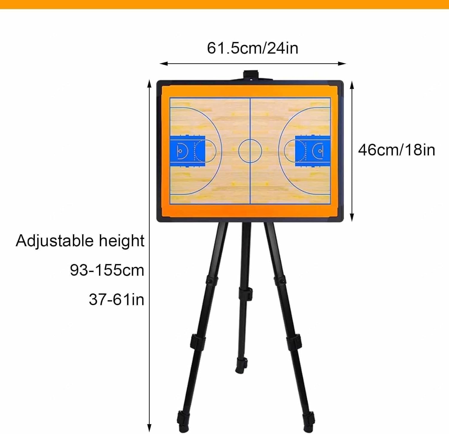 Magnetic Basketball Coaching Board 61.5x46cm, Double-Sided Dry Erase Clipboard with Tripod & Special Pen, Height Adjustable Tactics Whiteboard for Training & Strategy