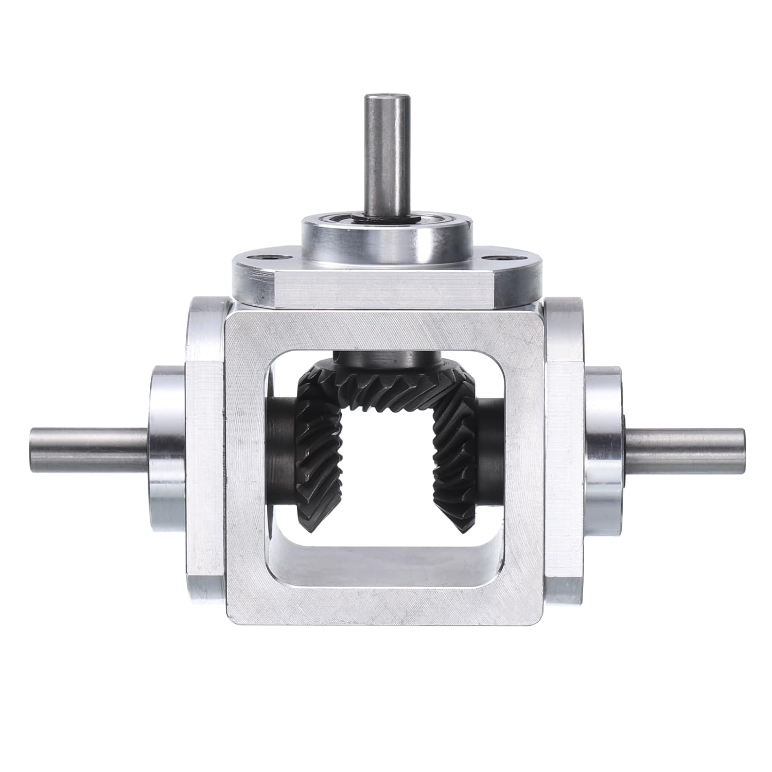 uxcell Gear Box 90 Degree Right Angle Bevel Gearbox 1:1 Reversing Double Output Shaft 1 Module 20 Teeth Bevel Gear Aluminum Frame Simple Mechanical DIY Module with 6mm Shaft