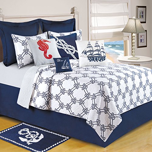 C&F Home Knotty Buoy King Quilt King Blue