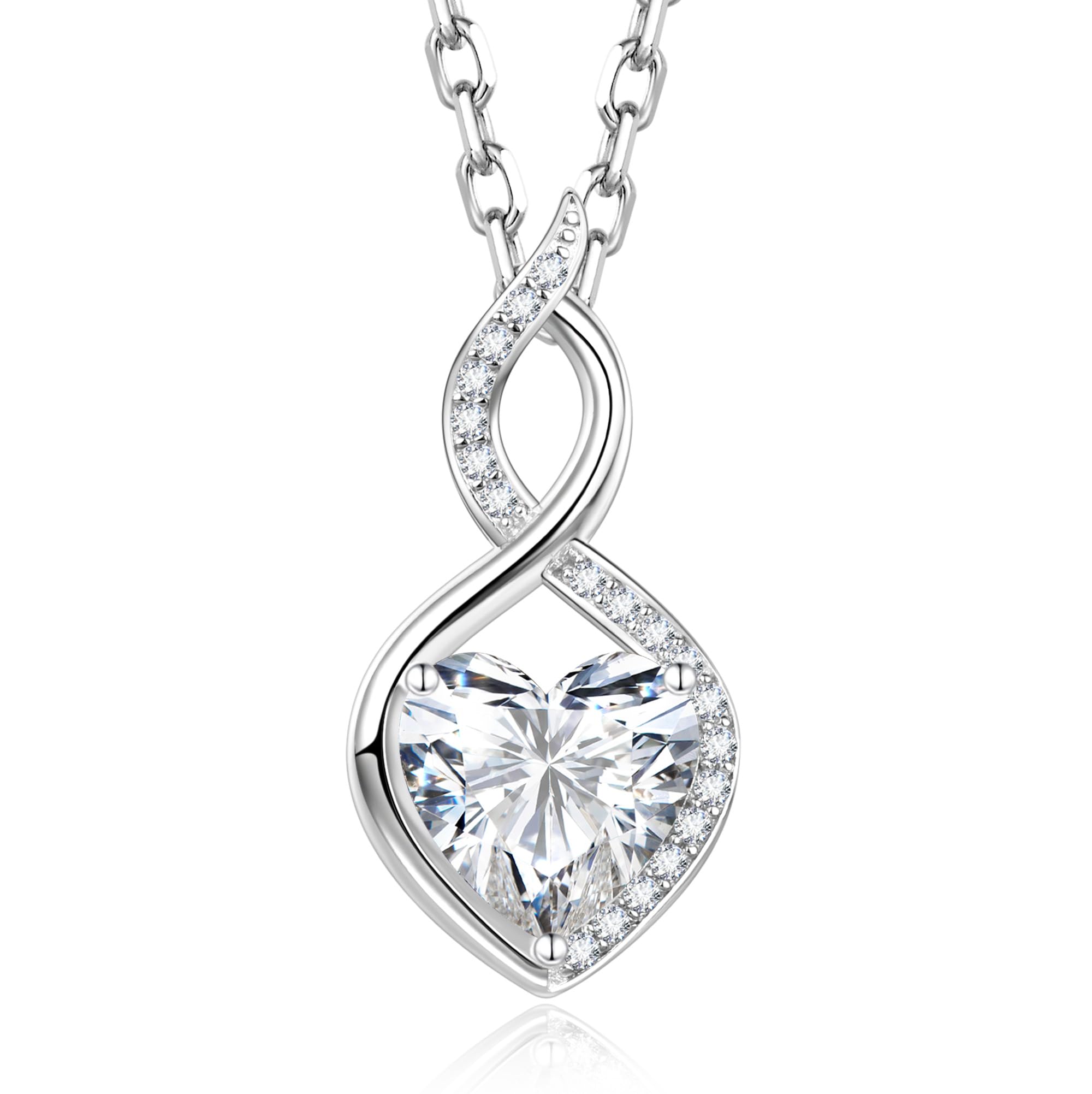 CACESTONE 1ct/2ct Moissanite Heart Pendant Necklaces for Women, 925 Sterling Silver Imitation Diamond Moissanite Infinity Heart Necklace, Ideal