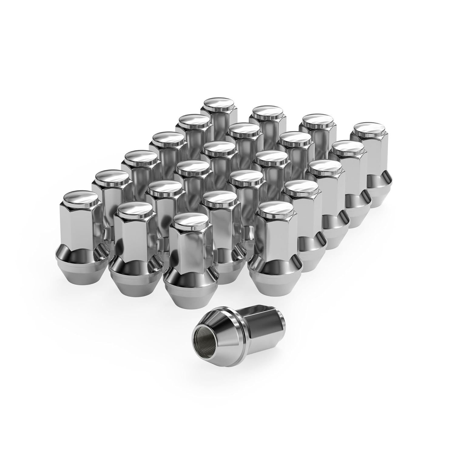 Richeer 24pcs M14x1.5 Lug Nuts One-Piece Chrome OEM Factory Style Large Acorn Seat Replacement for 2015-2025 F150 Expedition Navigator Factory Wheels