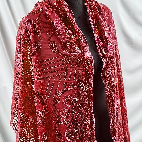 Sparkle Floral Sequin Scarf Vintage Style Evening Shawl Bling Classy Wedding Scarf Tassel Embroidery4