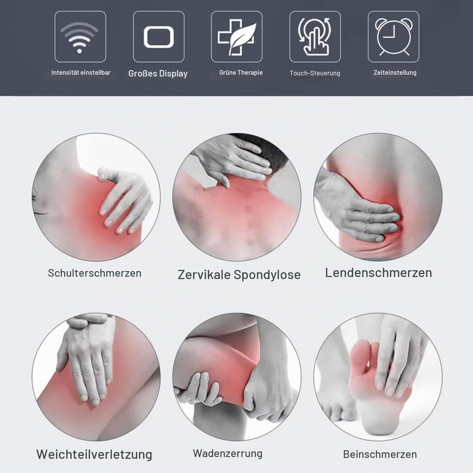 Physiotherapie Gerät - Ultraschall Therapiegerät Massagegerät zur Linderung von Muskel- Gelenkschmerzen mit 5 Intensitätsstufen & 6 Timer für Muskel Schmerz Nerven Entspannung