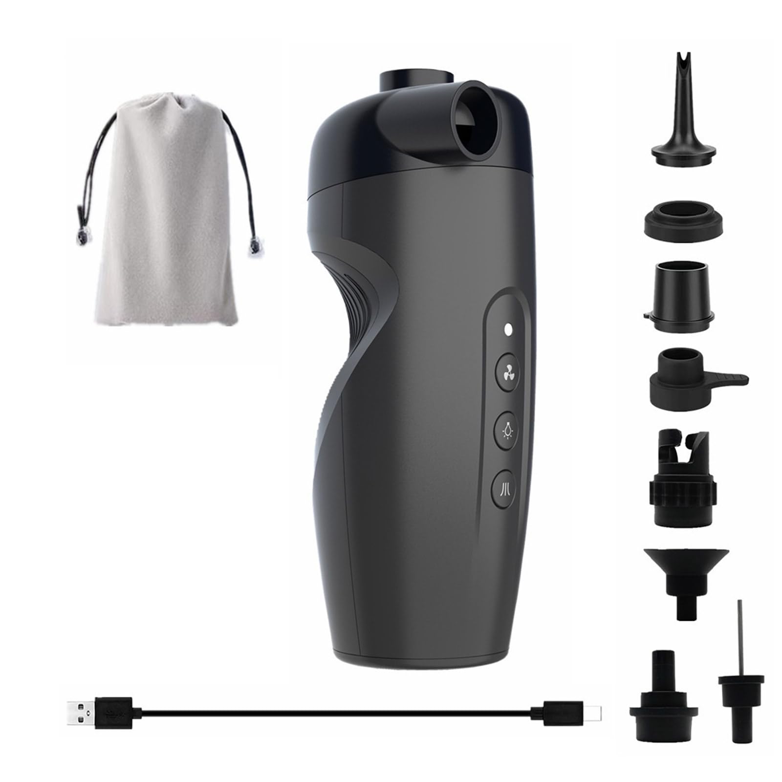 Pompe à air électrique de couleur noire, gonflage et dégonflage rapides avec double fonctionnalité pour voyage et usage domestique